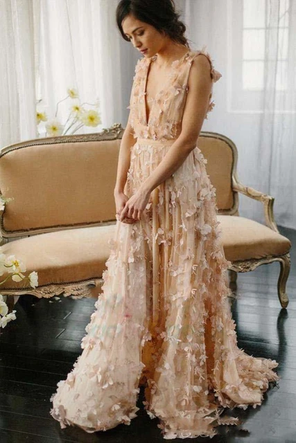 bohemian flower wedding dress