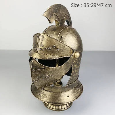 1911-Gold Винтажный Европейский шлем римского воина статуя Терракотовая воин Спарта воин металлическая Броня железные аксессуары для украшения дома - Цвет: 1911-Gold