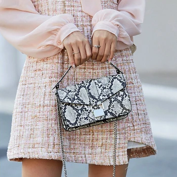 

2020 New Arrival Hot Sales Snake Leather Square Bag Women Fashion Python Shoulder Bag Designer Handbag