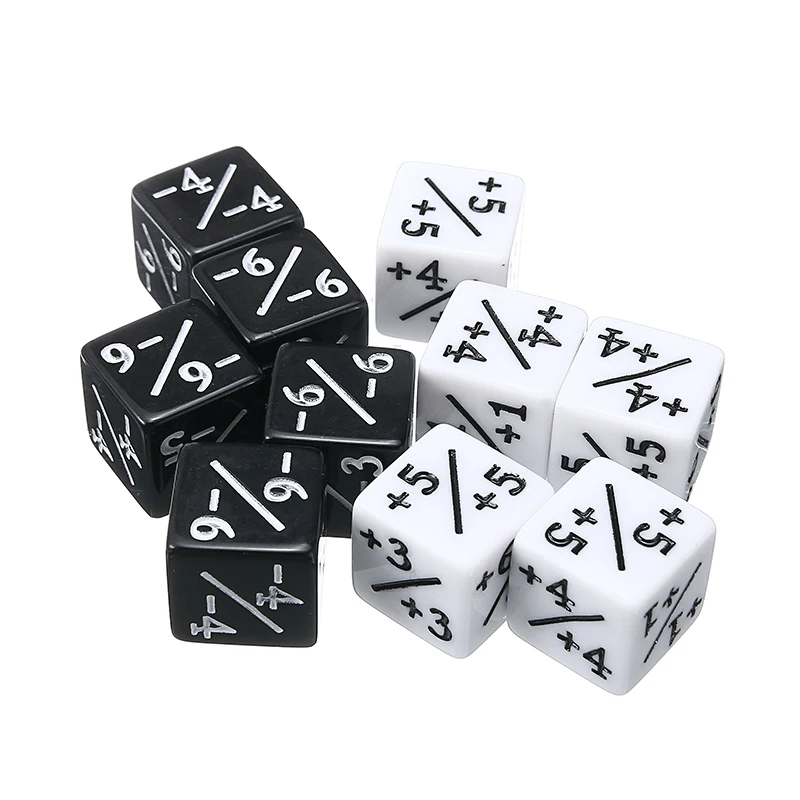 10x счетчики игральных костей 5 положительных + 1/+ 1 и отрицательных 1/ для
