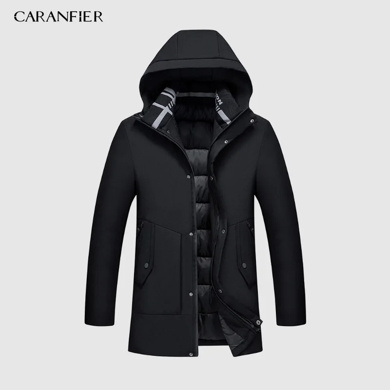 CARANFIER/зимнее пальто, Мужская ветровка с меховым капюшоном, утепленная куртка, Мужская Уличная одежда в стиле хип-хоп, военные тренчи, длинная парка XXXL 4XL - Цвет: 558 Gray