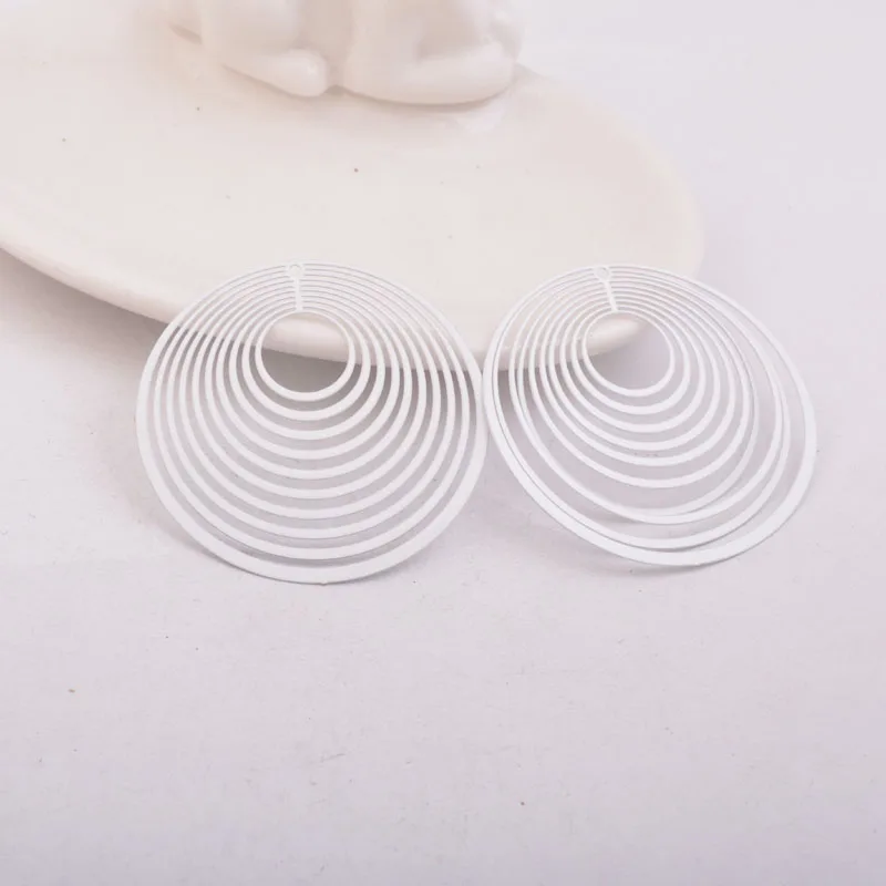White 30 шт. AB1835 44 мм Филигранное большое круглое очарование серьги подвеска «сделай сам» ювелирное ожерелье - Окраска металла: White
