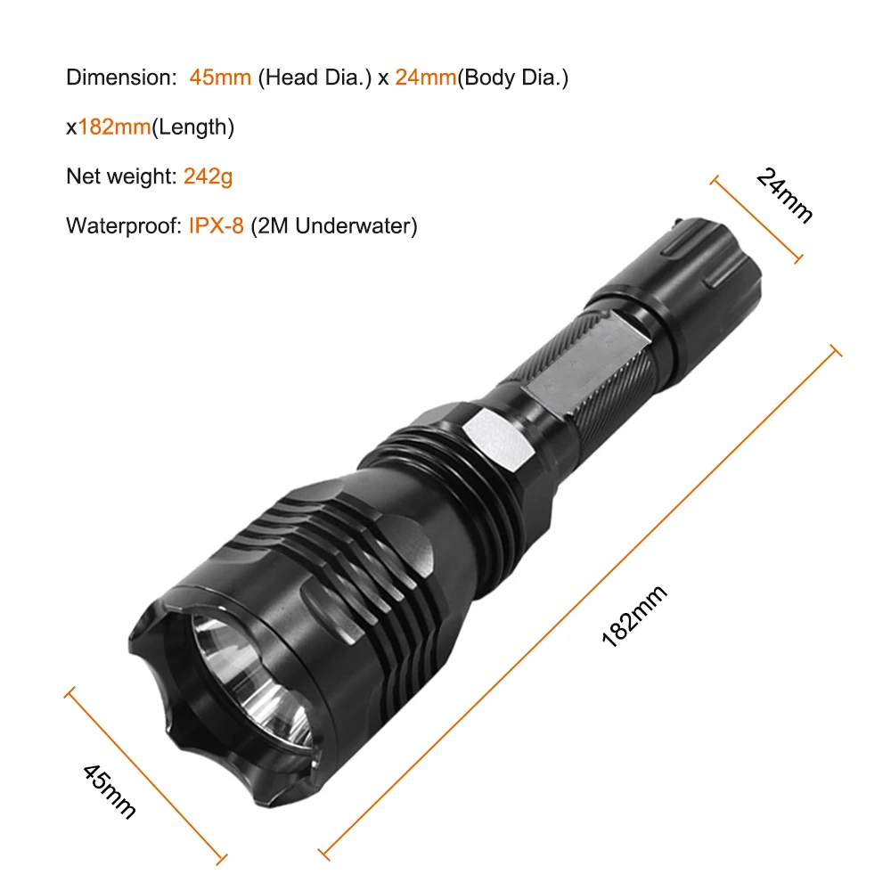 Asafee Ночная охотничья вспышка белый красный зеленый 1 Режим CREE XM L2(U4) светодиодный
