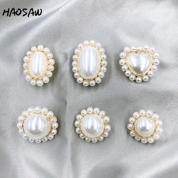 

HAOSAW Choose 4Pcs/Lot Hand Made/Artificial Pearl/Gold Lines/DIY Making/Geometry Shape/Decoration/Multi Designs/Earring Findings