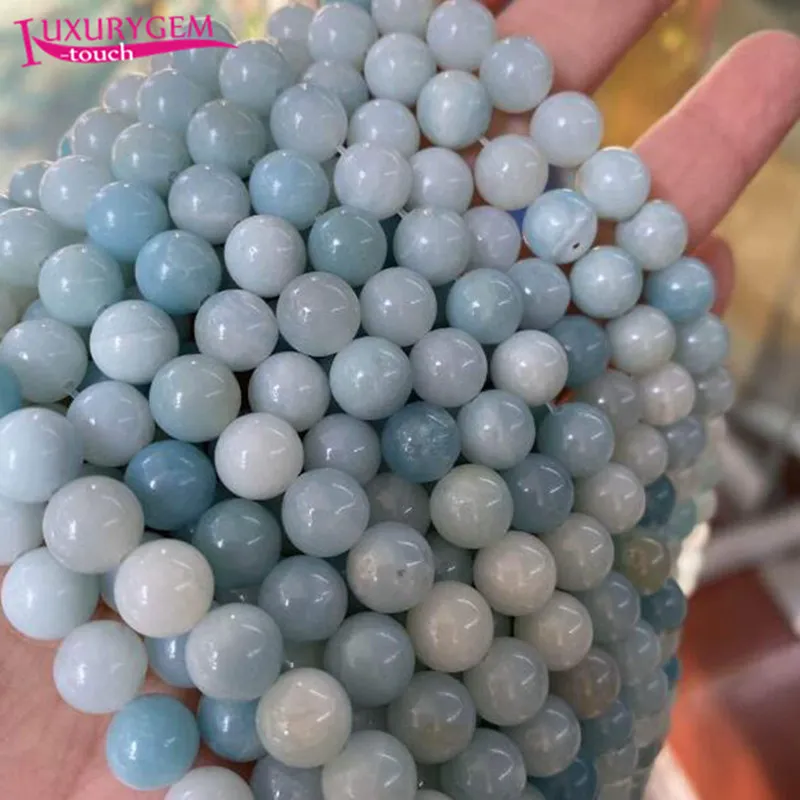 

Natural Amazonite Stone Smooth Round Shape Loose Spacer Beads 4/6/8/10/12mm DIY Jewelry Accessories 38cm sk89