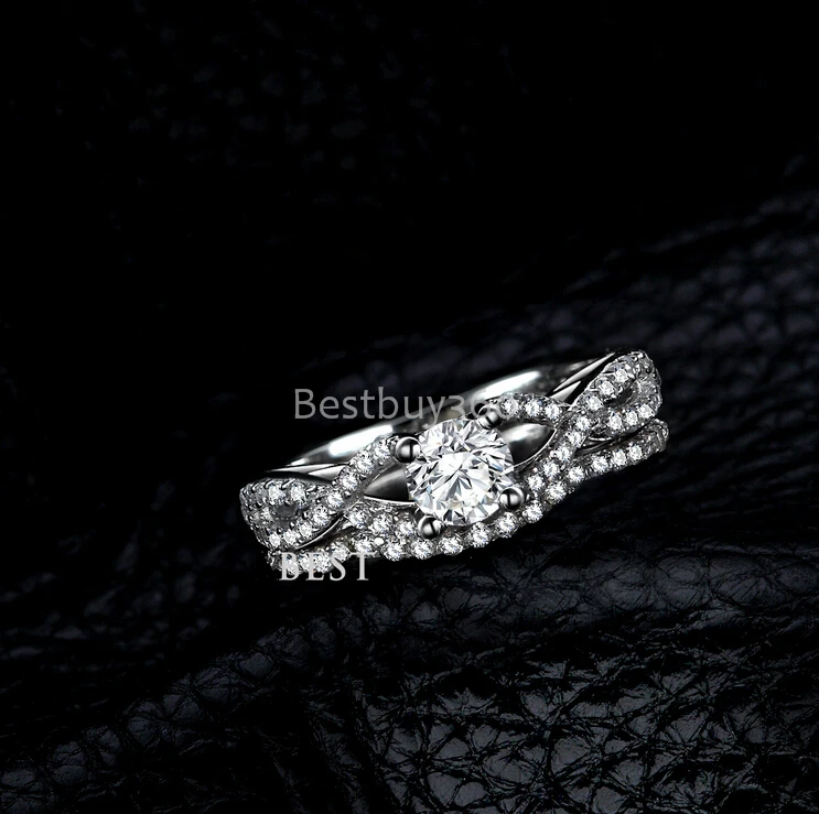 0.5ct кольцо SONA Диамант ювелирные изделия Твердое Серебро 925 пробы обручальные кольца набор
