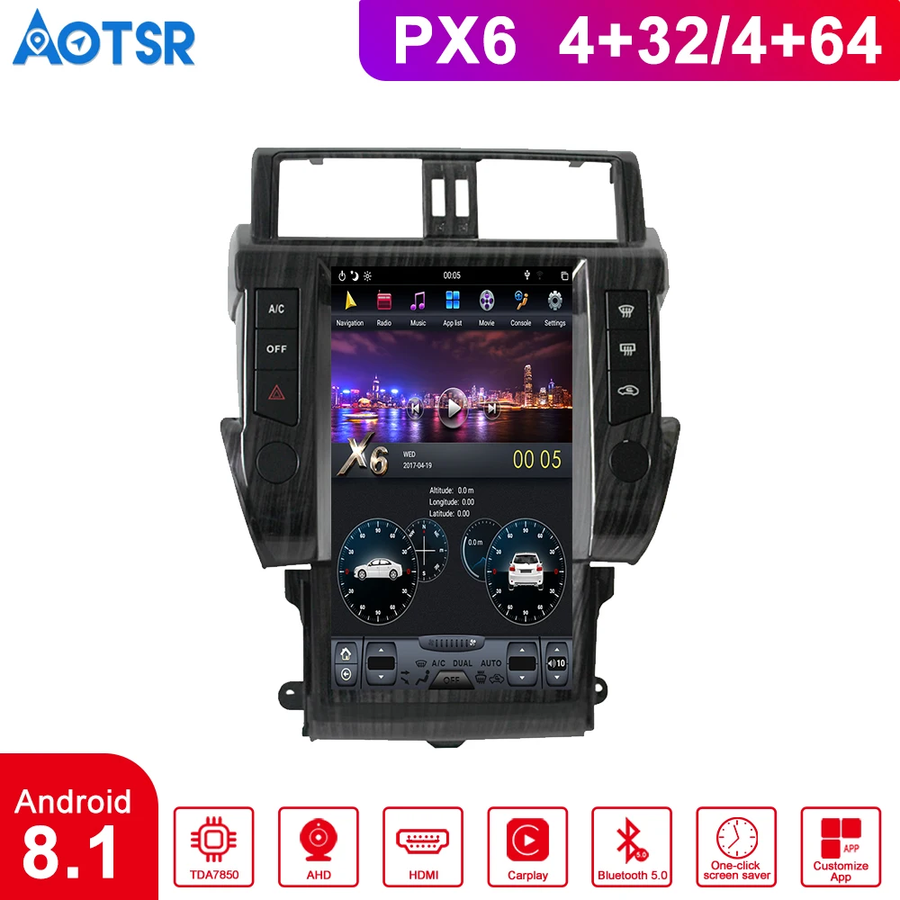 

13.6 Android Tesla style Car GPS Navigation For TOYOTA Land Cruiser Prado 150 2014-2017 car multimedia system car video playback