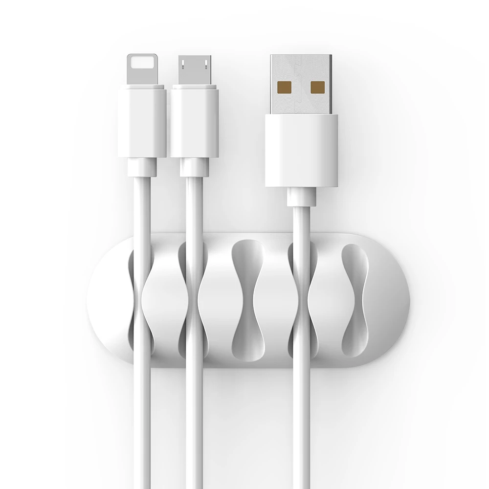 FLOVEME органайзер для кабеля, силиконовый usb-кабель, устройство для сматывания гибких кабелей, зажимы, держатель кабеля для мыши, наушников, наушников - Цвет: Белый