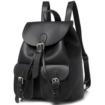 

Classic 2020 New Women Backpack Large Capacity Backpacks For Girls Teenagers Bag Solid PU Leather Shoulder Bags Pockets