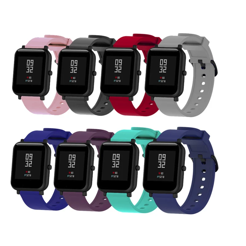 Силиконовый ремешок для спортивных часов для Xiaomi Huami Amazfit Bip Lite Youth Smart Watch 20 мм сменный Браслет Смарт-Аксессуары