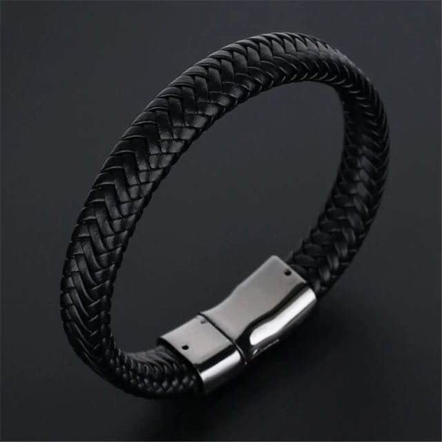 Trendy Genuine Leather Bracelets Men Stainless Steel Multilayer Braided Rope Bracelets for Male Female Bracelets Jewelry H22204