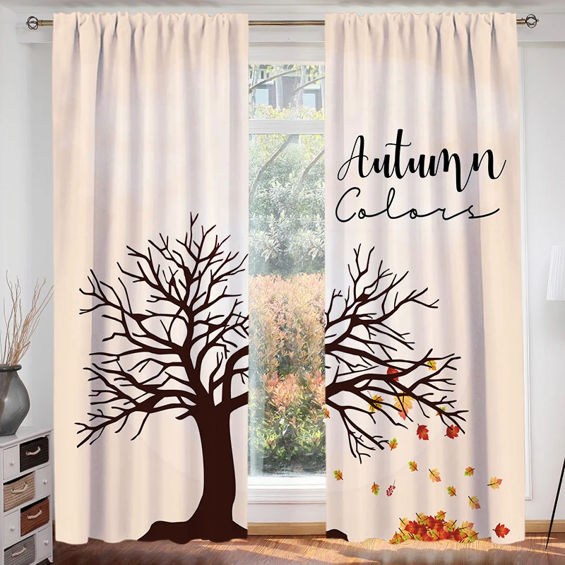 2 шт. оконная занавеска s декоративная весенне-осенняя штора с принтом дерева для гостиной спальни дома оконные обработки 60-70% затенение