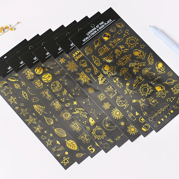 

Cute Leaf Planet Space Travel Hot Stamping Stickers Student Supplies Handbook Diary Environmental PVC Decorative Stickers