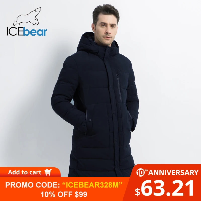 

ICEbear 2019 New Winter Jacket Windproof Male Cotton Fashion Men's Parkas Casual Man Coats High Quality Men Coat MWD18826I