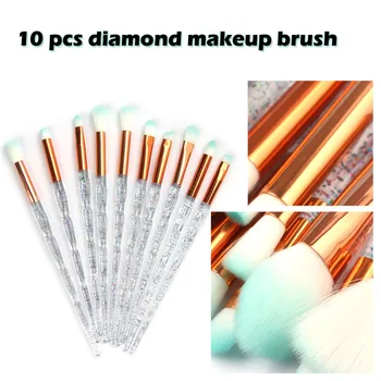 

10 Pcs Crystal And Diamond Transparent Handle Cosmetic Brush Set maquiagem profissional completa
