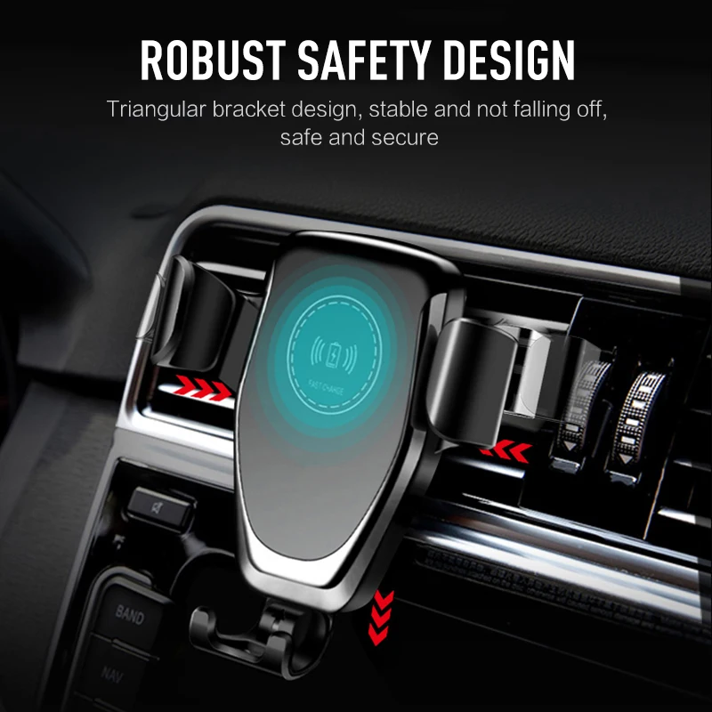 

New Qi Car Wireless Charger for iPhone Xs X 8 10W Fast Wireless Charging for Samsung Galaxy S9 S10 Car Phone Holder Charger