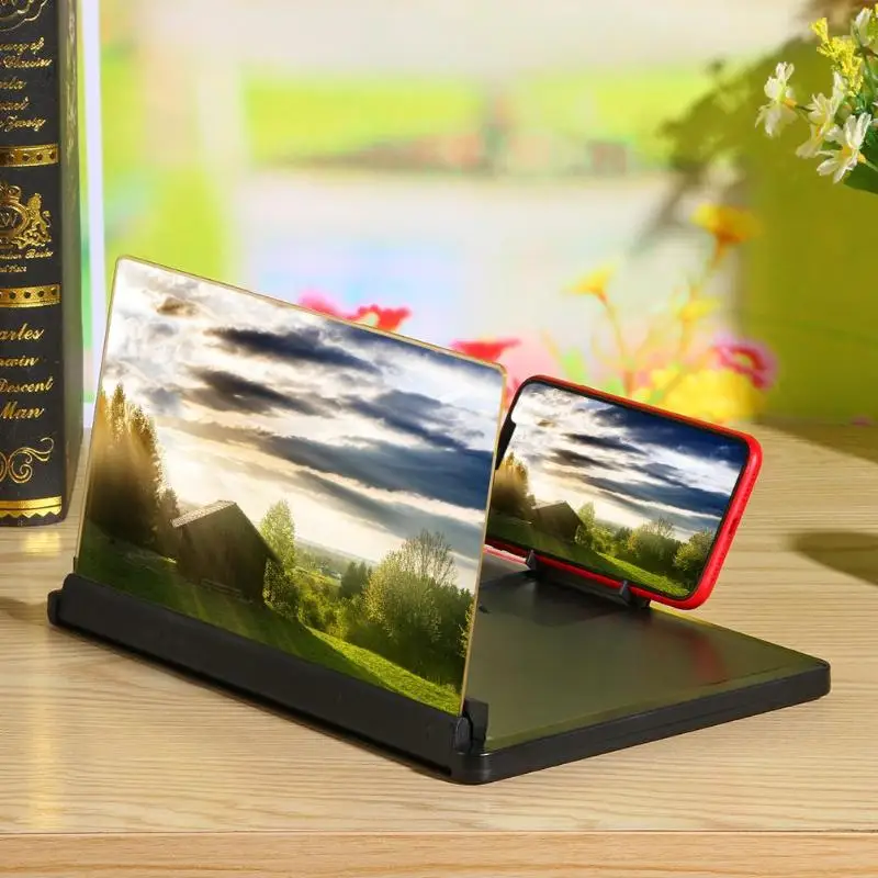  12 inch 3D HD Screen Magnifier Mobile Phone Screen Enlarged Expander Stand Desktop Bracket Video Am