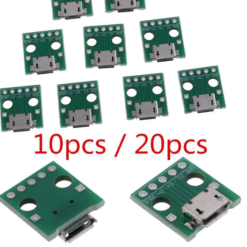 10Pcs / 20pcs Mini Micro USB To DIP Adapter 5Pins Female Connectors PCB Converter Boards Hot Sale