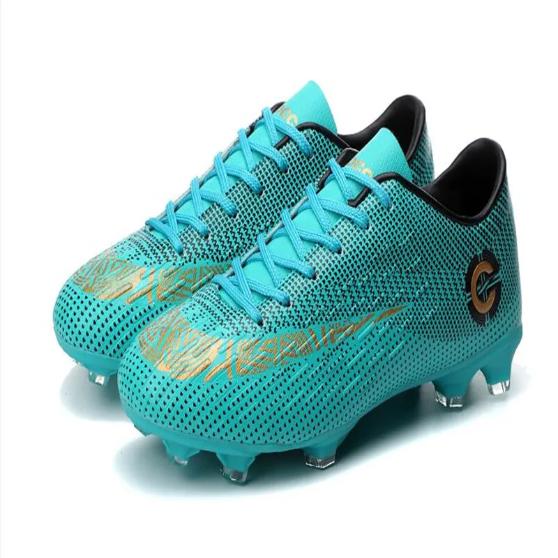 Men Football Shoes FG Men's Soccer Boots Comfortable Lightweight Man Black Blue Kids Cleats Chuteira 44 | Спорт и развлечения