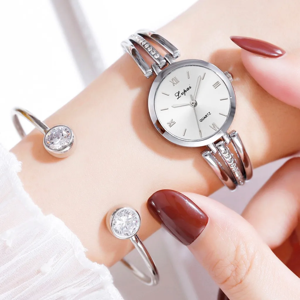 LVPAI Брендовые женские часы модные простые Звездные инкрустированные Стразы Часы из нержавеющей стали женские кварцевые часы Relogio Feminino