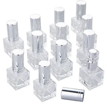 

H&D 12pcs Small Clear Glass Spray Bottles Empty Refillable Container for Essential Oils Perfume with Funnels Pipettes Dispensers