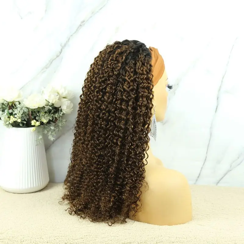 Curly Headband Wig Synthetic Hair For Black Women Glueless Brazilian Afro Kinky  Headband Wigs Full Machine Made Cheap Curly Wig images - 6
