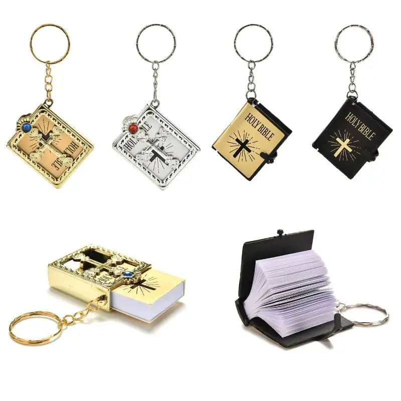 1Pc Mini Holy Bible Keychain English Religious Miniature Paper
