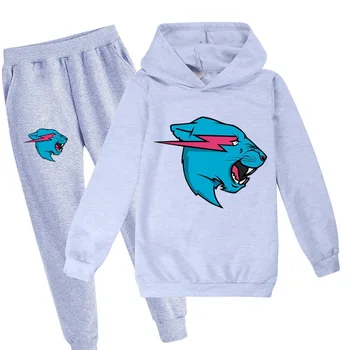 

Children Hoodies Pants 2pcs Sets Mr Beast Lightning Cat Cartoon Letter Cotton Kids Sweatshirts Boys Tops Clothing Baby Clothes