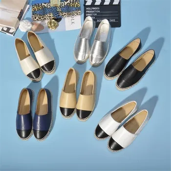 

Flats Women's Genuine Leather Mixed Color Ladies Loafers Office Outside Shallow Women's Shoes Convenient Fashion Soft Flats