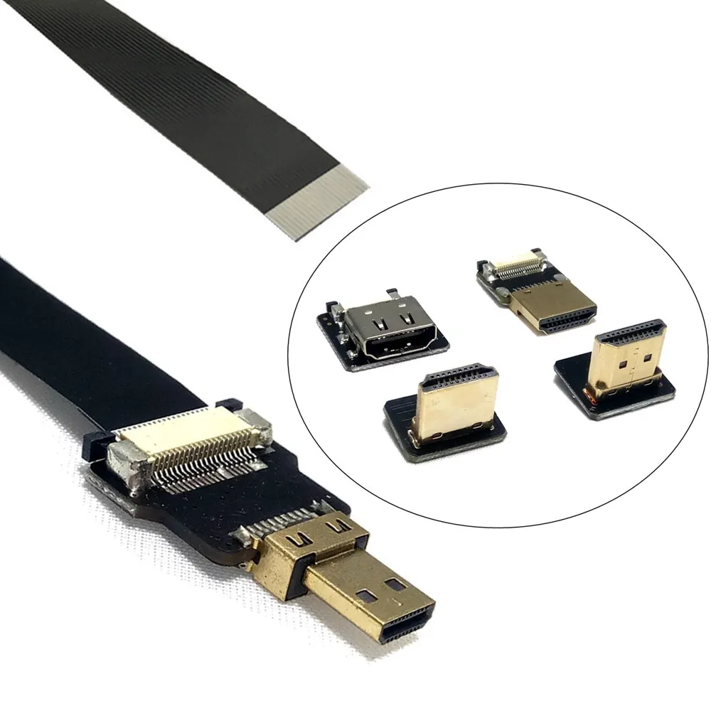 0,1 м-1 м прямоугольный 90 градусов HDMI Тип мужчина к Micro HDMI Мужской HDTV FPC плоский кабель для мультикоптера аэрофотосъемки