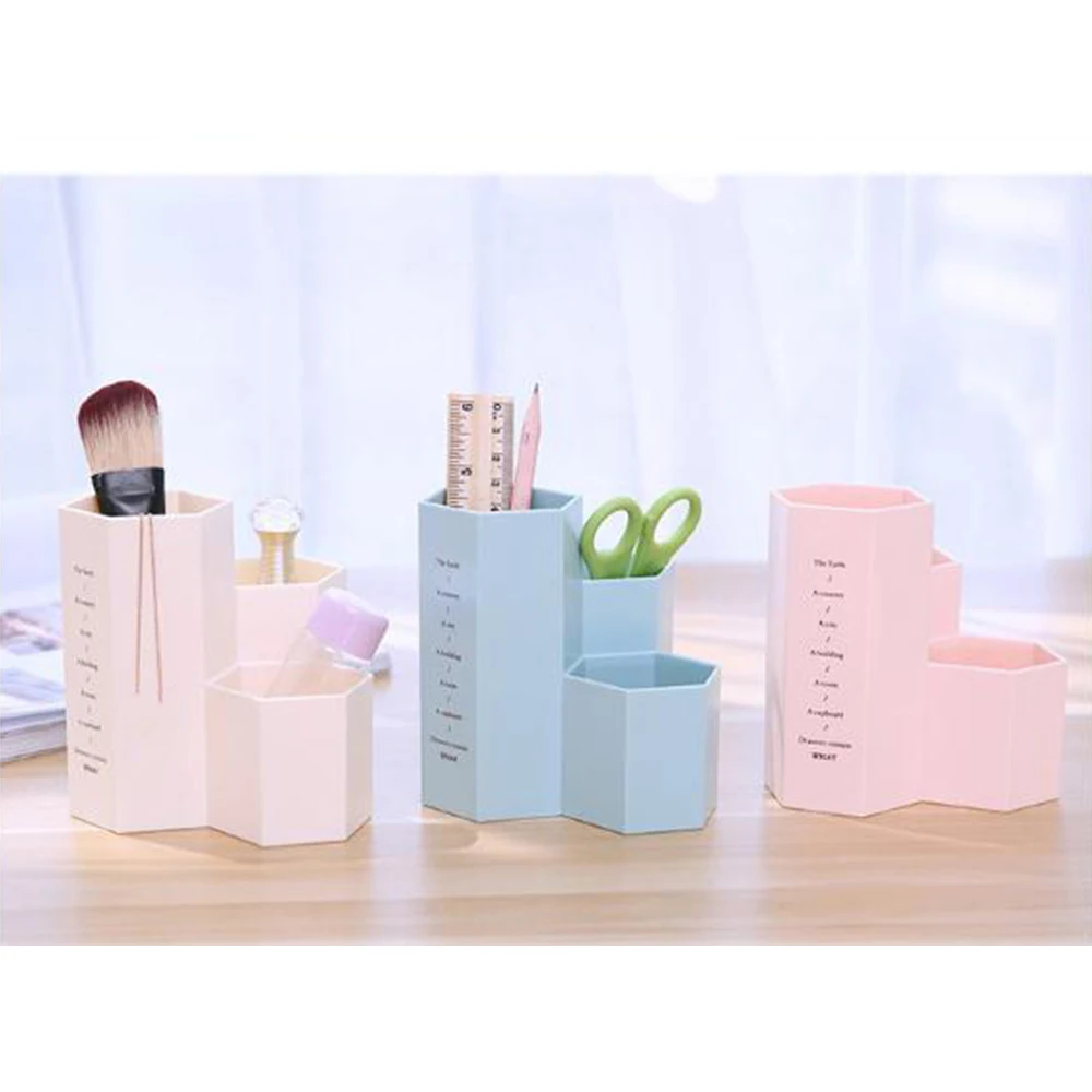 Plastic Makeup Organizer Storage Bucket Box Saving Space Desktop Office Cosmetics Storage Container Sundries Box Home Decor