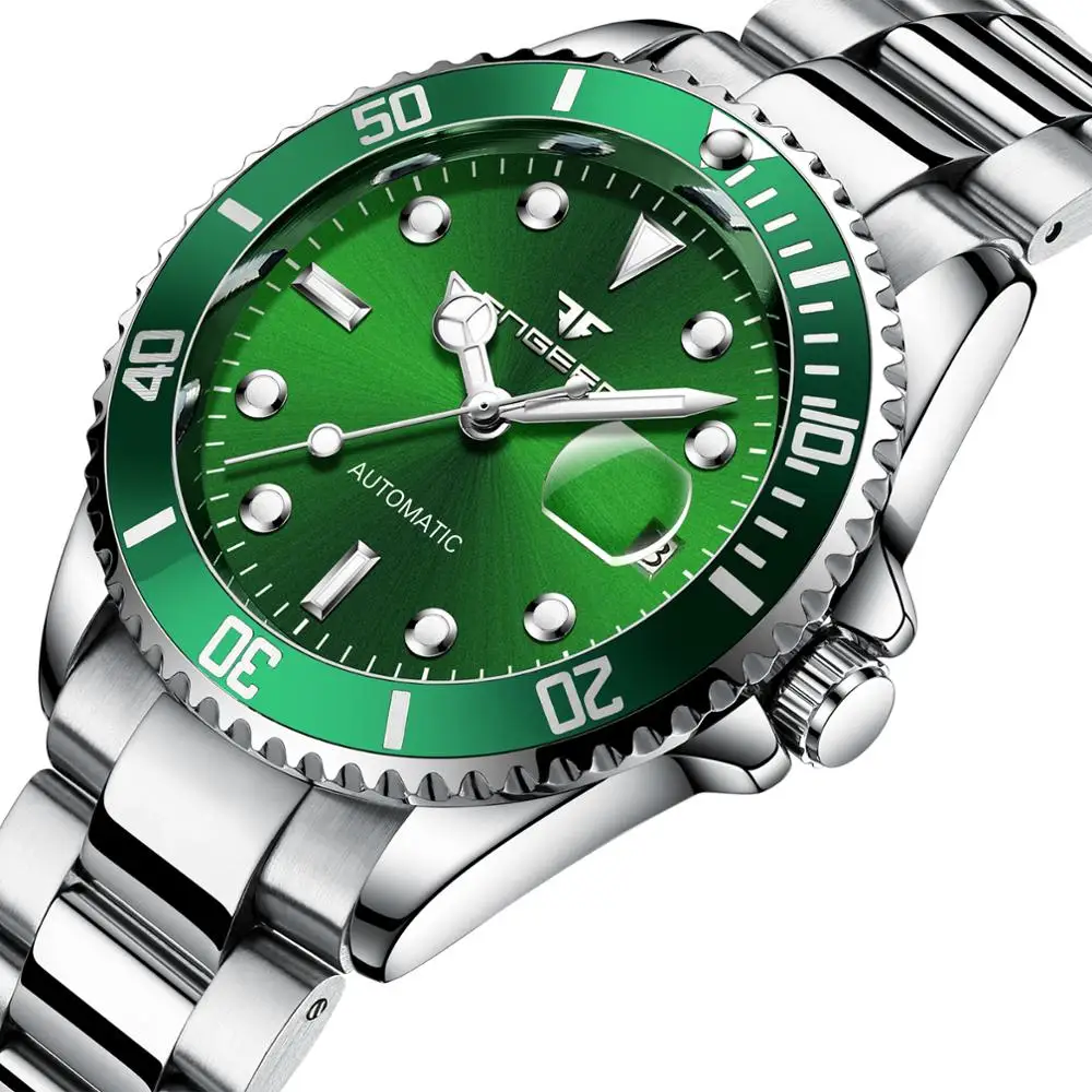 

Watch blue luminous new calendar black water ghost men business automatic mechanical watch fine steel watch waterproof 40.5mm