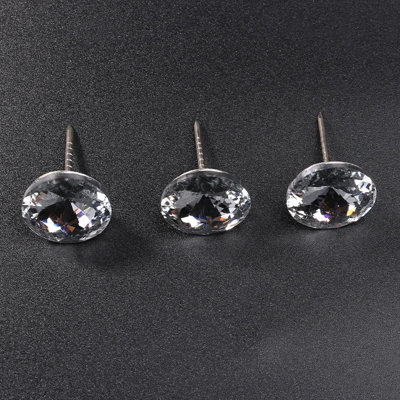 10Pcs Diamond Crystal Upholstery Nails Buttons Tacks Studs Pins for Sofa Background Wall Decoration Furniture Hardware Accessory