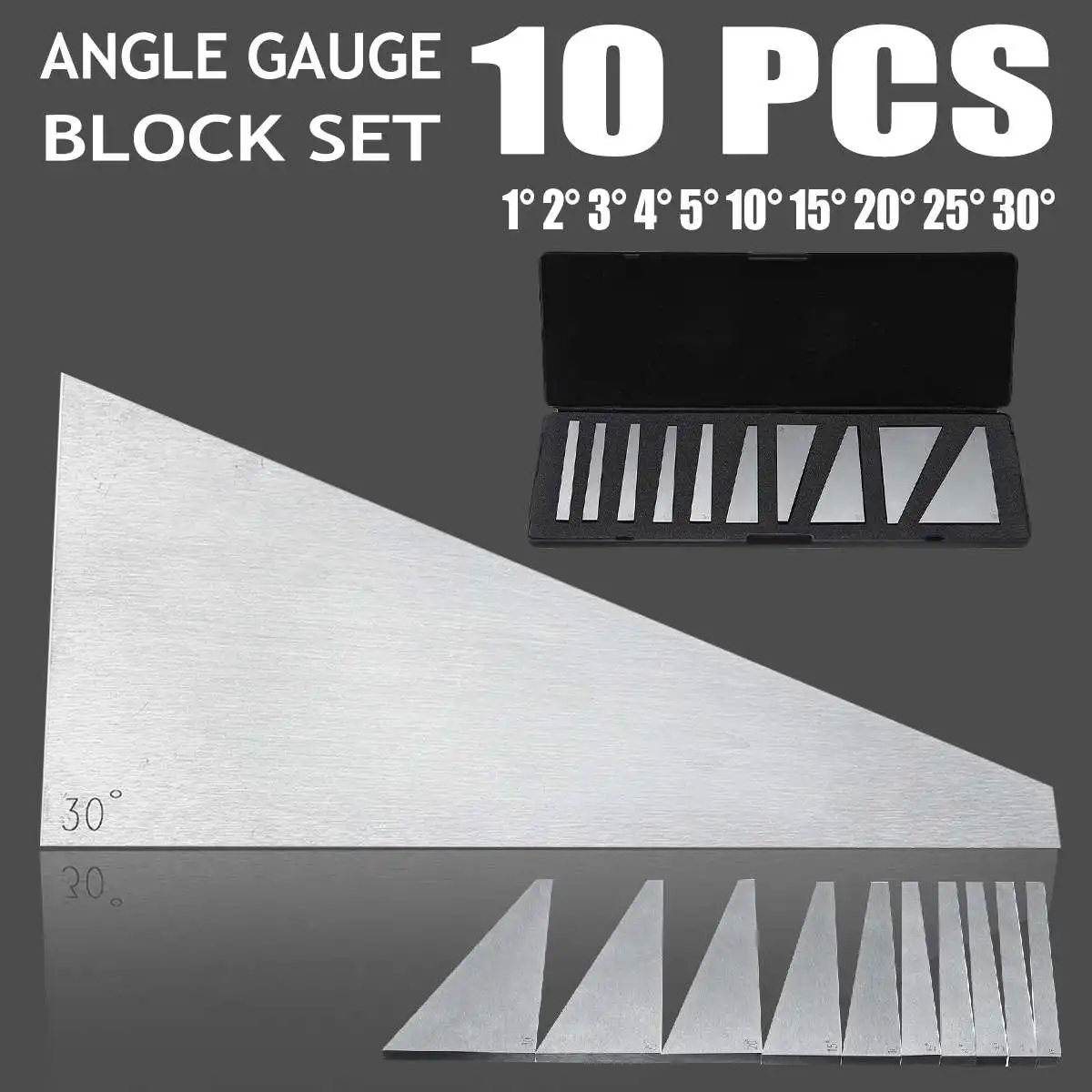 

10pcs Manganese Steel Precision Angle Blocks Set 1 to 30 Degree Gauge Milling Machinist Lathe Tools