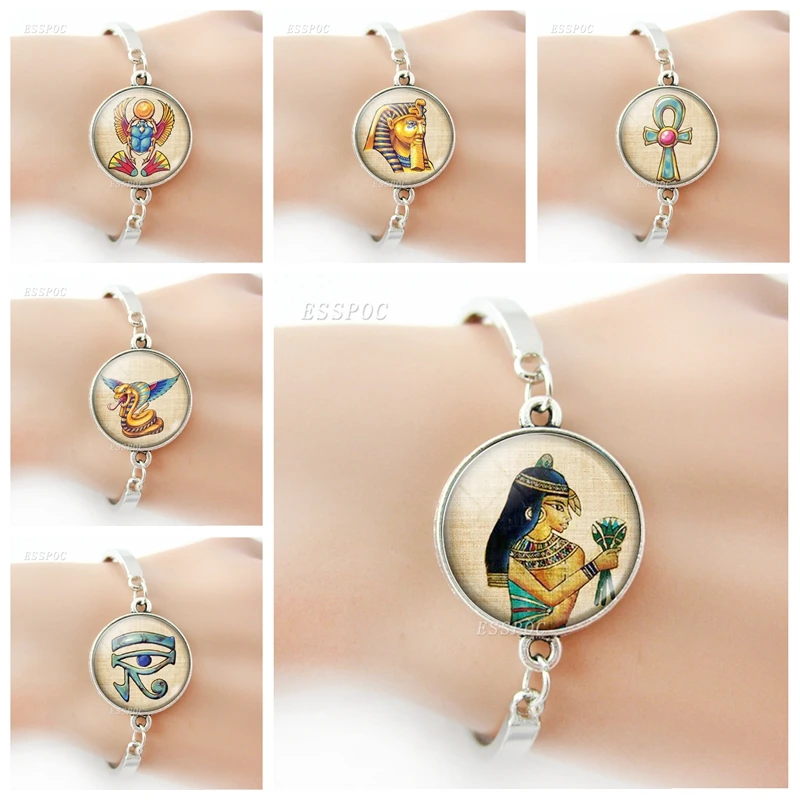 Streetculture Charm Bracciale In Argento 925 Con Scarabeo Ibis E Piramide - Gioiello Egizio Personalizzabile