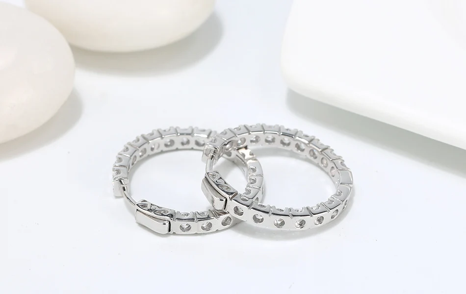 ORSA JEWELS роскошные 925 полные серьги-кольца с цирконом для женщин 26 мм Стерлинговое серебро круглые серьги Гипербола модные ювелирные изделия SE220