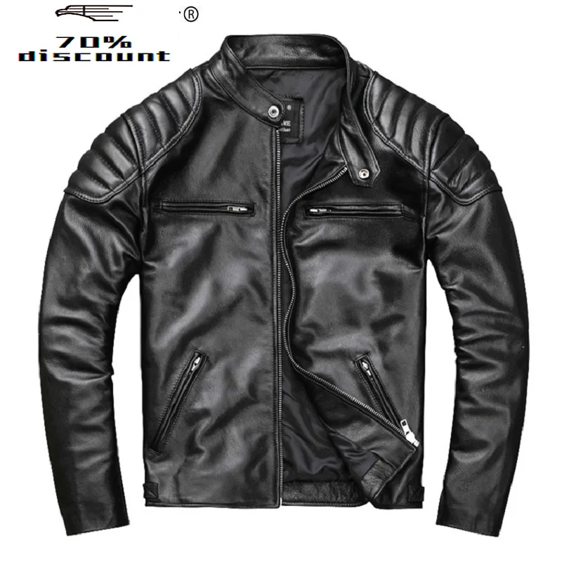 

Mens Leather Jacket Real Cowhide Coat Spring Autumn Genuine Leather Jackets for Men 2020 Chaqueta Cuero Hombre KJ2906