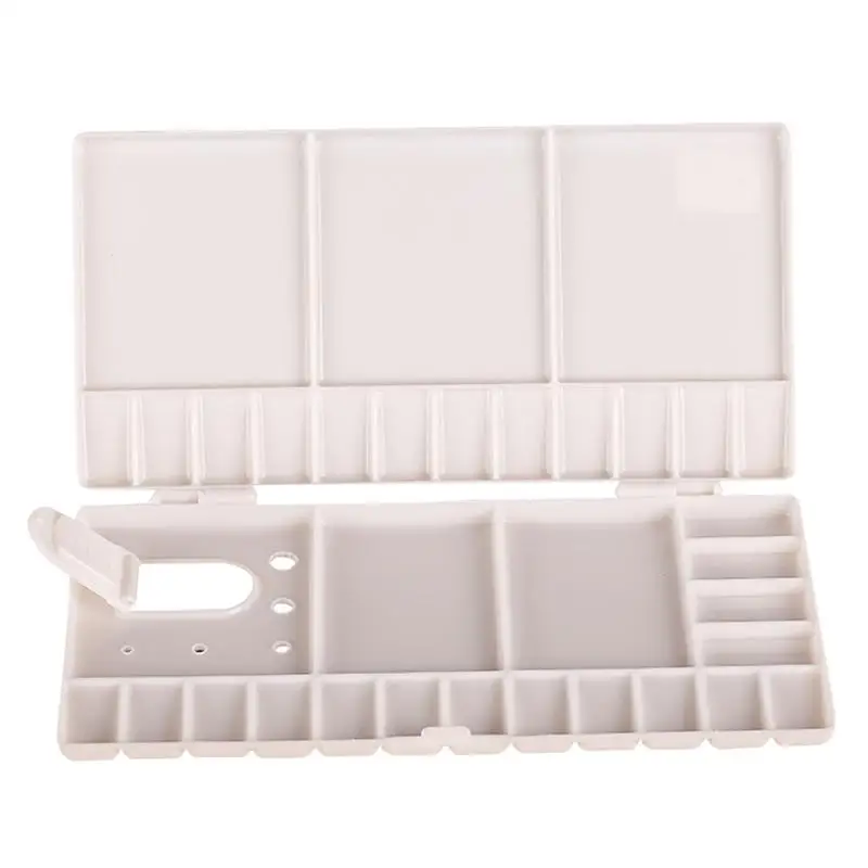 20 Wells Folding Paint Trays Box Watercolor Plastic Palettes Thumbhole Holders 