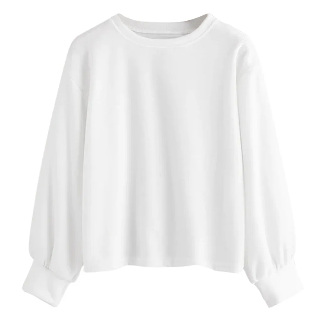 JAYCOSIN Fashion Women Casual Simple Solid Color O-Neck Sweatshirt Long Sleeve Comfortable Soft Blouse Loose Sweatershirt Tops