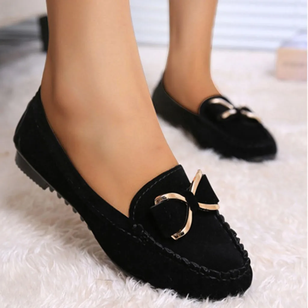 

Flat Shoes Women 2020 Bow Knot Flats Women Casual Shoes Solid Slip on Loafers Women Shallow Flat Shoes Black Zapatos
