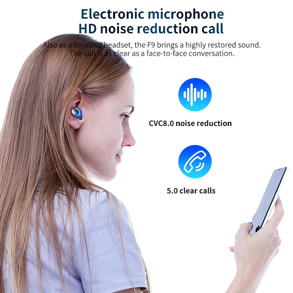 Bluetooth наушники мини светодиодный дисплей F9 5c наушник Stero Sound 2000 мАч Внешний