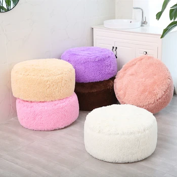 

Coral Fleece Fabric Foot Rest Cushion Cover Fluffy Plush Soft Winter Stool Bench Cover For Living Room Removable Footstool Cover