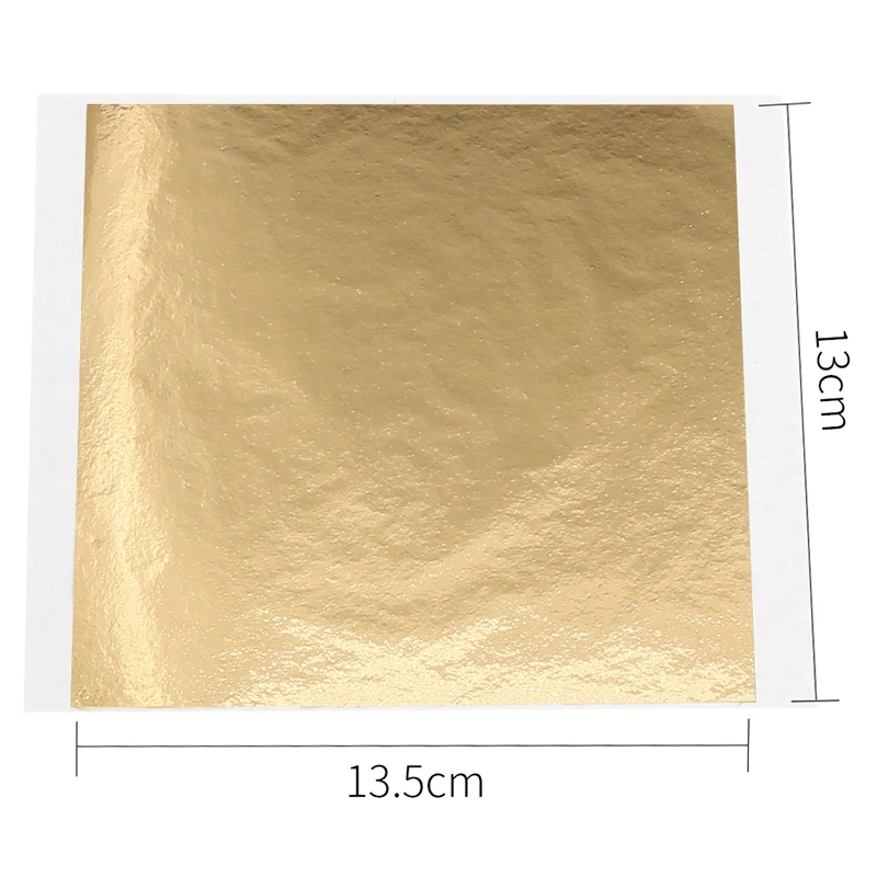 100 Pieces of Green and Gold Foil Leaf Sheets for Art, Crafts, Furniture Decoration, and Nail Art