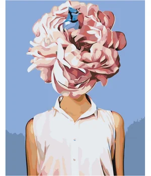 

DIY Oil Painting By Numgers Beautiful Flower Women Modern Unframe Abstract Coloring By Numbers Figure Handpainted Gift
