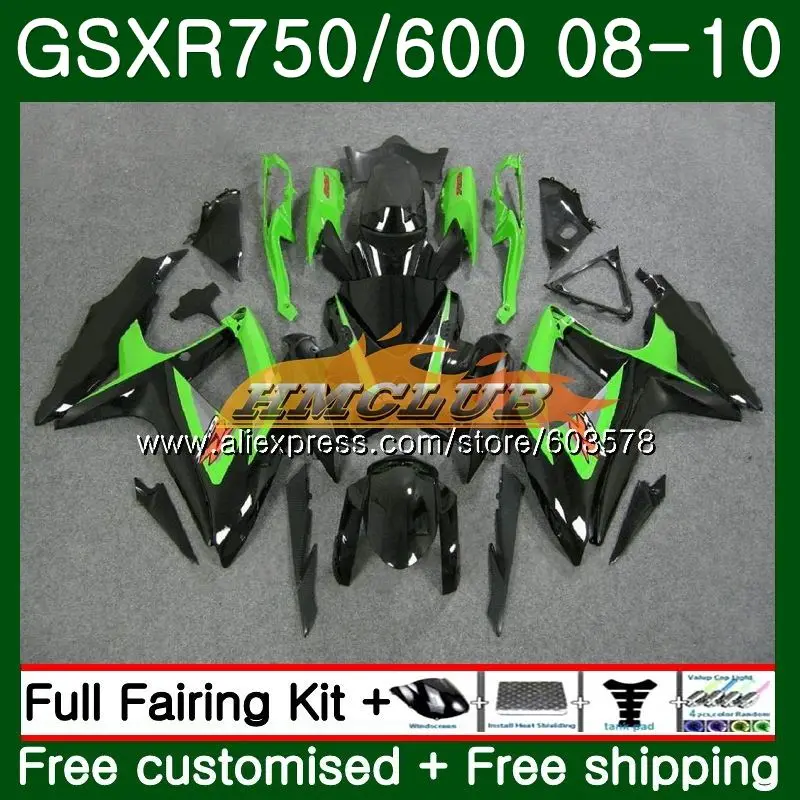 

Body For SUZUKI GSXR 750 GSXR 600 08 GSXR750 08 09 10 7CL.44 GSX-R600 GSXR-750 K8 GSXR600 2008 2009 2010 Black Green Fairings