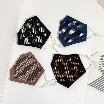 

Cotton Washable Reuse Dustproof Fashion Masks Women Halloween Wedding Dance Party Face Jewelry Masquerade Decor Crystal Masks