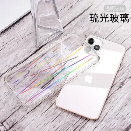Для Apple iphone 11 чехол прозрачный мягкий край + жесткий Закаленное стекло Защитная