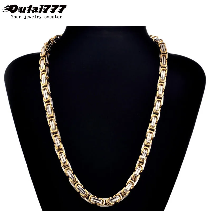 

Oulai777 necklace mens stainless steel byzantium male accessories hip hop gold Cuba link chain on the neck long necklace fashion