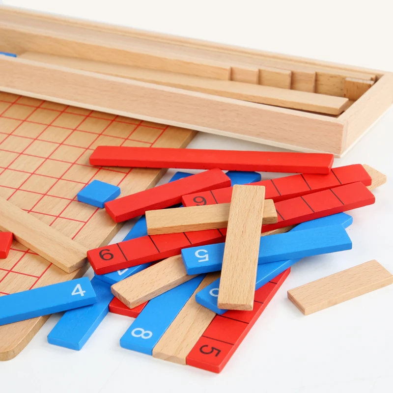 Kids Montessori Materials Wooden Math Toy Subtraction Strip Board with Manual Card Toys for Early Childhood Education Preschool 5