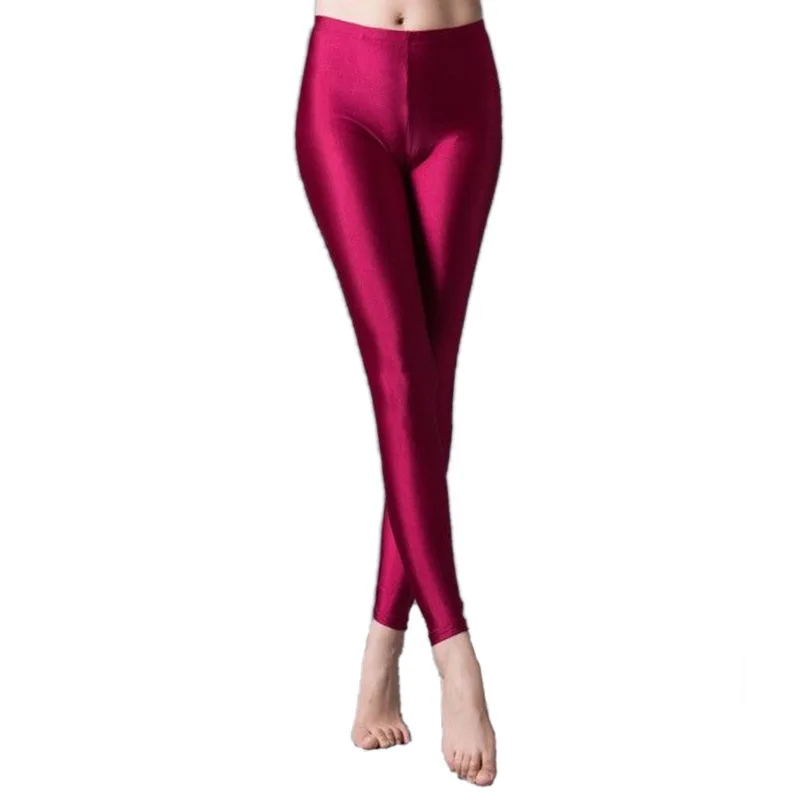 seamless leggings Hot Selling 2021 Women Solid Color Fluorescent Shiny Pant Leggings Large Size Spandex Shinny Elasticity Casual Trousers For Girl crossover leggings Leggings